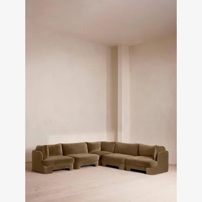Soho Home Odell Modular Sofa, Corner Sofa, Velvet, Truffle, UK