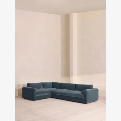 Soho Home Mossley Right L-Shape Sofa, Velvet, Grey Blue
