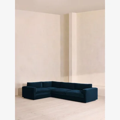 Soho Home Mossley Right L-Shape Sofa, Velvet, Royal Blue