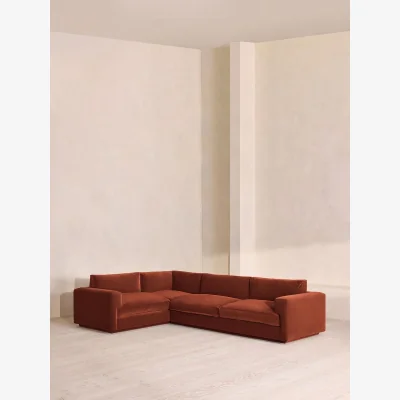 Soho Home Mossley Right L-Shape Sofa, Velvet, Rust