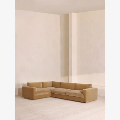 Soho Home Mossley Right L-Shape Sofa, Velvet, Camel