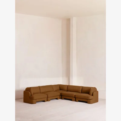 Soho Home Odell Modular Sofa, Corner Sofa, Linen, Terracotta, UK