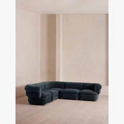 Soho Home Rava Modular Sofa, Corner Sofa, Velvet, Grey Blue