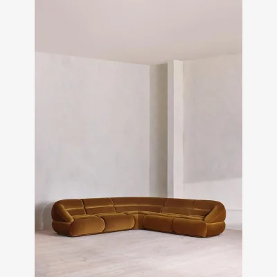 Soho Home Edison Modular Sofa, Corner Sofa, Velvet, Mustard UK