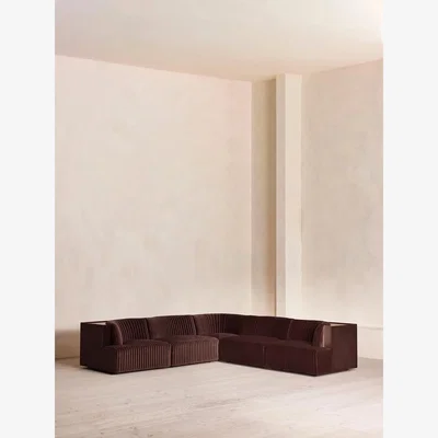 Soho Home Hamish Modular Sofa, Corner Sofa, Velvet, Aubergine, UK