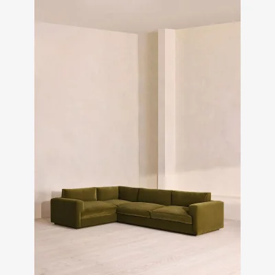 Soho Home Mossley Right L-Shape Sofa, Velvet, Olive