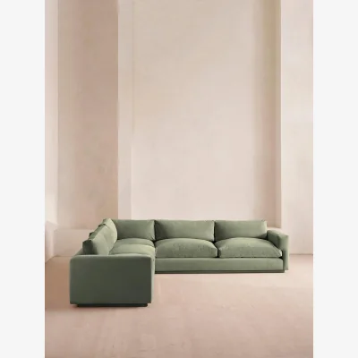 Soho Home Mossley Corner Sofa, Velvet, Seafoam, UK