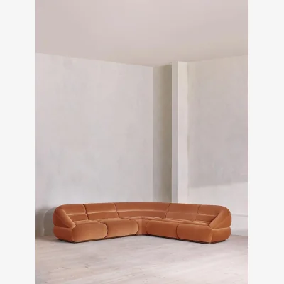 Soho Home Edison Modular Sofa, Corner Sofa, Velvet, Antique Rose UK