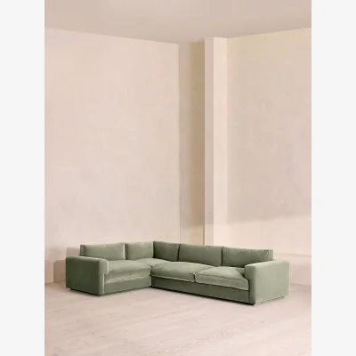 Soho Home Mossley Right L-Shape Sofa, Velvet, Seafoam, UK