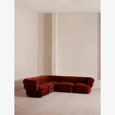 Soho Home Rava Modular Sofa, Corner Sofa, Velvet, Rust