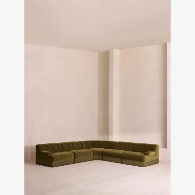 Soho Home Elowen Modular Sofa, Corner Sofa, Velvet, Olive UK