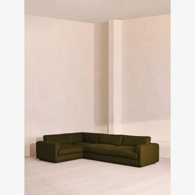 Soho Home Mossley Left L-Shape Sofa, Linen, Olive, UK