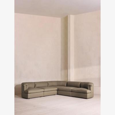 Soho Home Oona Sectional Sofa, Corner Sofa, Linen, Mushroom, UK