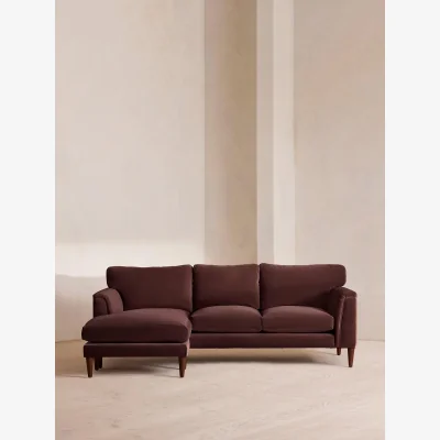 Soho Home Reya Chaise-End Sofa, Velvet, Aubergine, UK