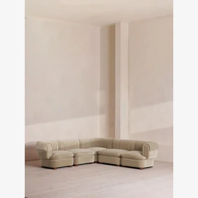Soho Home Rava Modular Sofa, Corner Sofa, Velvet, Oyster, UK