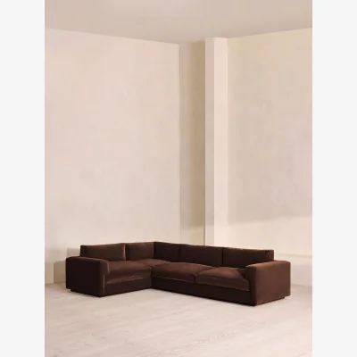 Soho Home Mossley Right L-Shape Sofa, Velvet, Chocolate