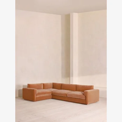 Soho Home Mossley Left L-Shape Sofa, Velvet, Antique Rose, UK