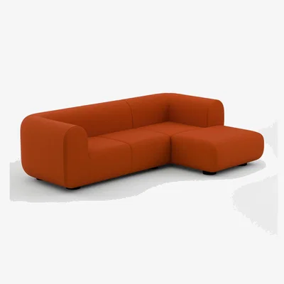 Tom Dixon Tom Dixon - Plump Right Facing Chaise Longue Modular Sofa - Configuration 5 - Orange (Kvadrat Hallingdal 0600)