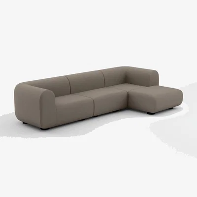 Tom Dixon Tom Dixon - Plump Left Arm & Right Facing Chaise Longue Sofa - Configuration 6 - Grey (Kvadrat Hero 2 0212)