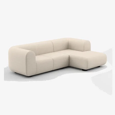Tom Dixon Tom Dixon - Plump Right Facing Chaise Longue Modular Sofa - Configuration 5 - Ivory (Alpine 101)