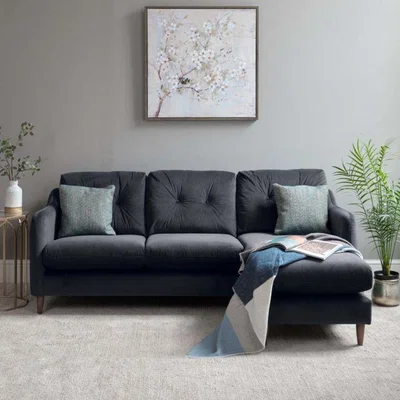 Woods Furniture Bobby Corner Sofa - Granite Velvet