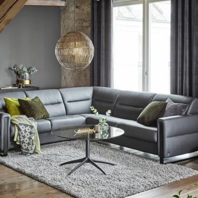 Woods Furniture Stressless Fiona 2x2 Seater Corner Sofa - Stressless Fiona 2-2 Corner Sofa Steel Arms - Cori