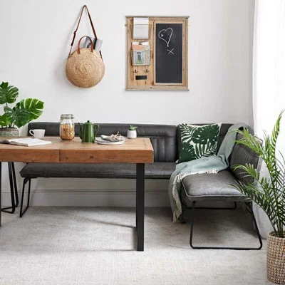 Woods Furniture Hardy Grey Corner Bench Left Hand Facing