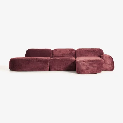 Westwing Modular Teddy Bouclé Corner Sofa Wolke (4-seater) with Chaise End