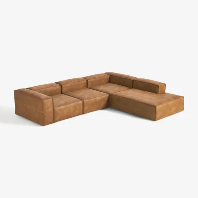 Westwing XL Modular Recycled Leather Corner Sofa Lennon (4-seater)