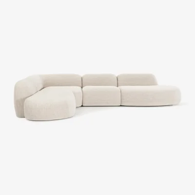 Westwing XL Modular Bouclé Corner Sofa Wolke with Chaise Ends