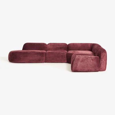 Westwing XL Modular Teddy Bouclé Corner Sofa Wolke (4-seater) with Chaise End