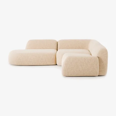 Westwing Modular Bouclé Corner Sofa Wolke (4-seater) with Chaise End