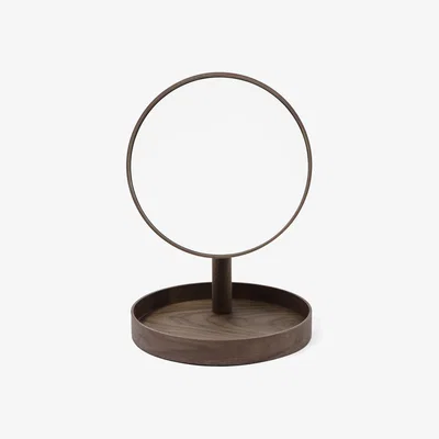 Amara Wireworks - Pivoting Magnifying Mirror/Storage Tray - Walnut