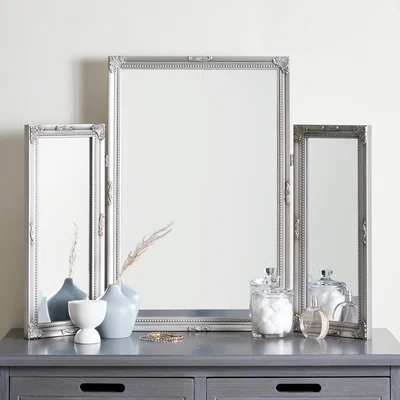 Dunelm Swept Dressing Table Mirror Silver Effect
