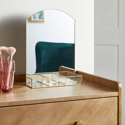 Dunelm Gold Effect Trim Dressing Table Mirror 35cm Gold Effect