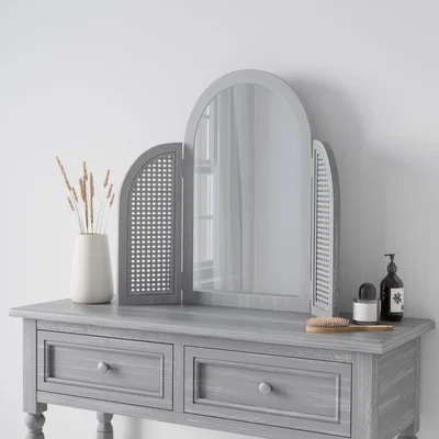 Dunelm Lucy Cane Dressing Table Mirror Grey