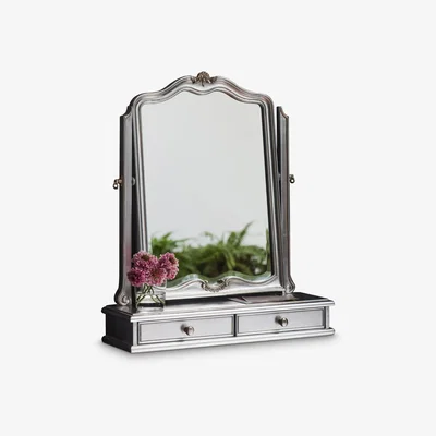 John Lewis Decorative Wooden Dressing Table Mirror, Silver