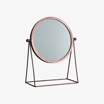 Knees Halunda Small Round Table Top Mirror - Copper