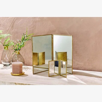 Nkuku Nkuku Kiko Folding Mirror | Mirrors | Gold | Large 25.5 x 20.5 x 1 cm