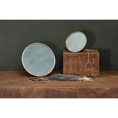 Nkuku Nkuku Kiko Round Standing Mirror | Mirrors | Gold | Small 3.5 x 10 cm (Diameter)