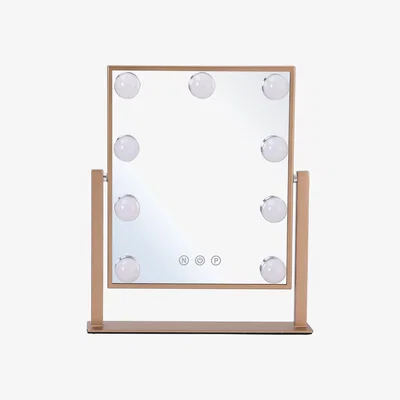 The Range Hollywood Vanity Stand Make-up Mirror With LED Light Bulbs Dressing Room - Golden