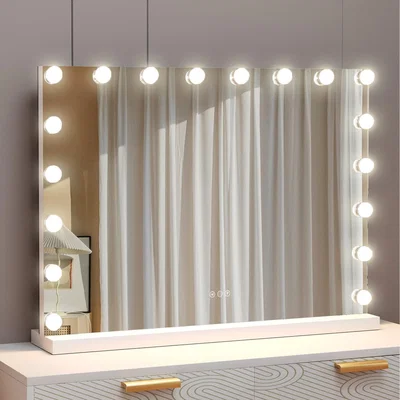 The Range Hollywood Vanity Mirror with Lights for Tabletop or Wall - Metal White