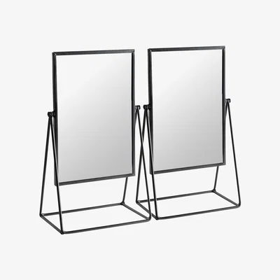 The Range Harbour Housewares 22 x 39cm Rectangle Makeup Mirrors - Pack of 2 - Black