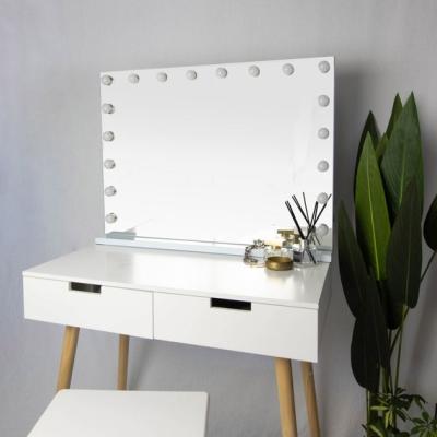 The Range Claudette XL Hollywood Vanity Mirror with LED Lights and USB Charger - White
