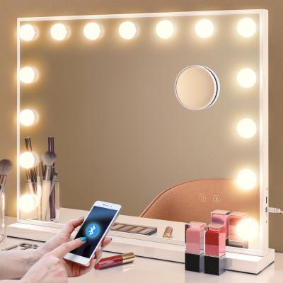 The Range Bluetooth Hollywood Vanity Mirror with 15 LED Lights  - White