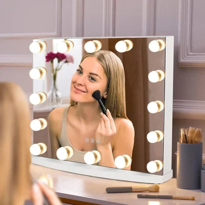 The Range Hollywood LED Crystal-Edged Makeup Mirror - Silver