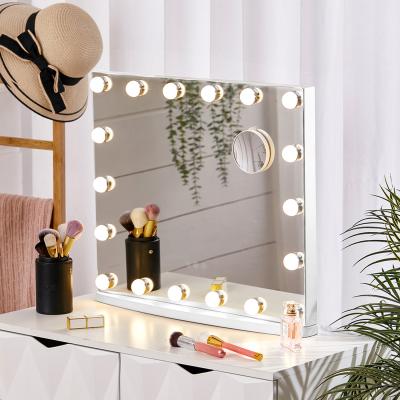 The Range Hollywood 18 LED Bulbs Make Up Cosmetic Mirror With Magnifying Glass - White