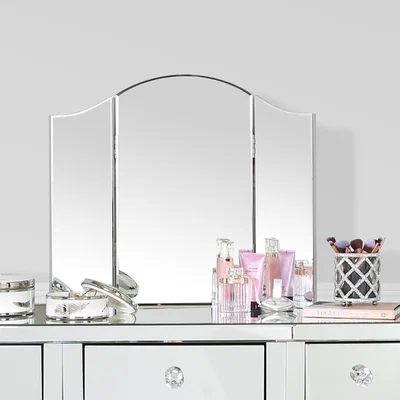 The Range Elly Freestanding Foldable Makeup Dressing Table Mirror - Silver