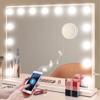 The Range Makeup Mirror Bluetooth Speaker with 15 Dimmable Bulbs - White