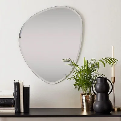 The Range Frameless Asymmetric Decorating Mirror Irregular Shape Beveled - Silver